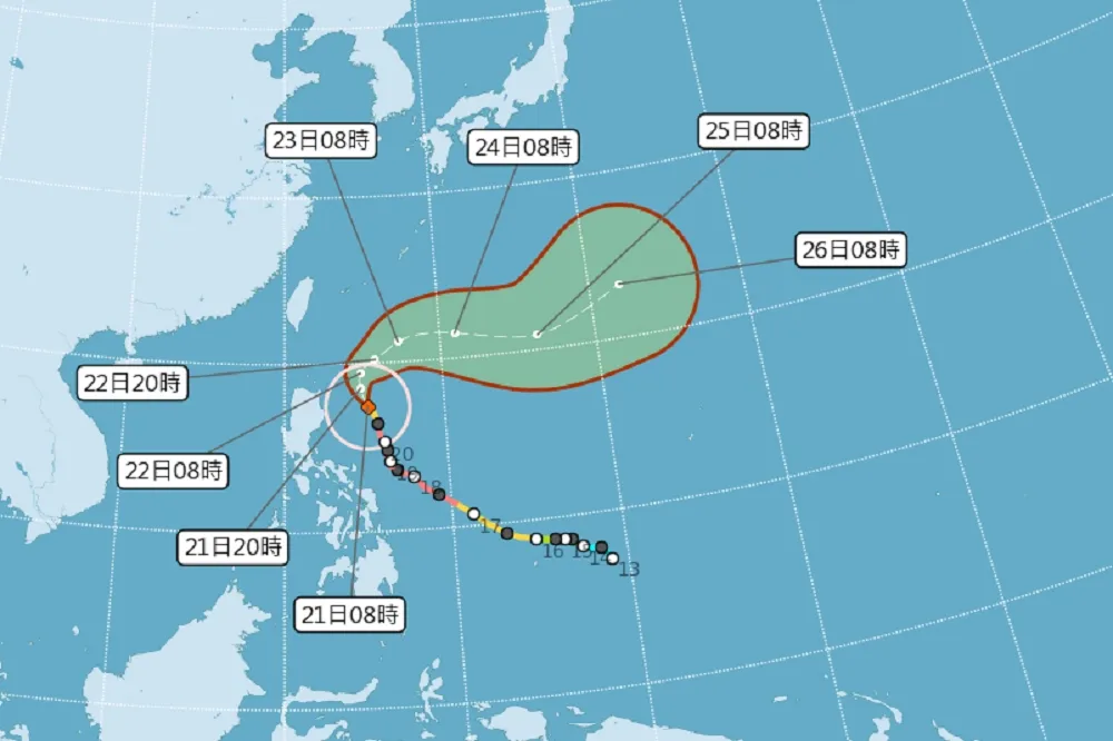 【22日最逼台】「大眼」舒力基轉中颱　周末小尺度對流落雨3天
