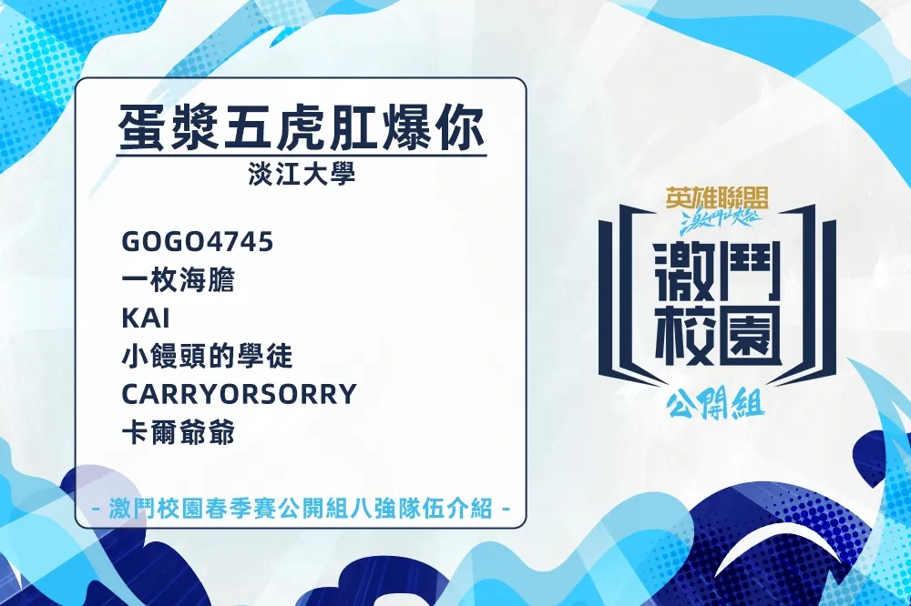 《激鬥校園》春季賽公開組八強訪問—蛋漿五虎肛爆你：能打到哪就到哪！