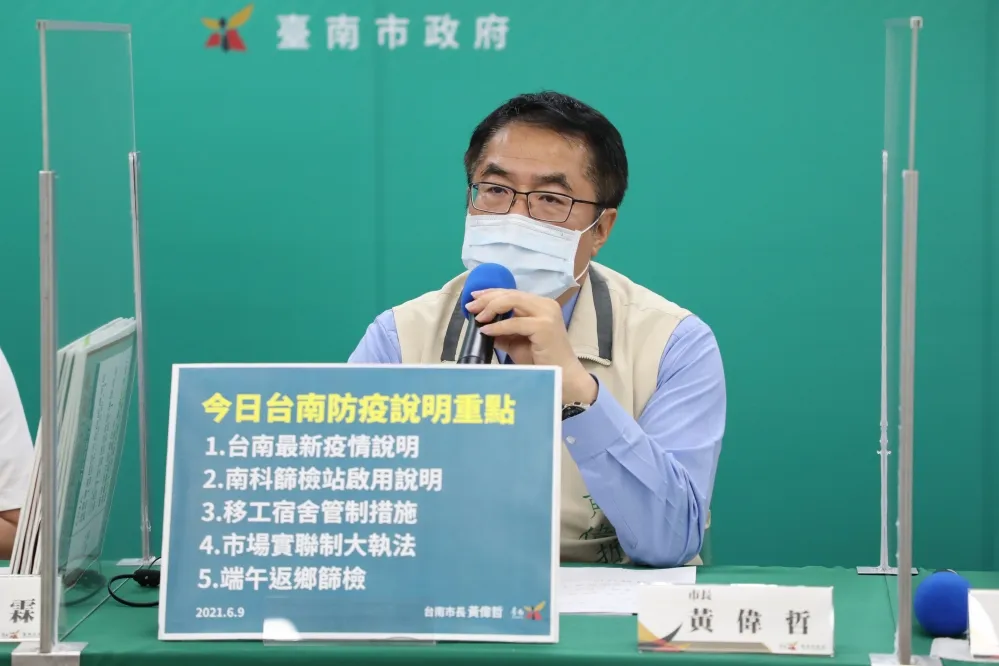 避免移工傳播鍊    黃偉哲要求稽查移工宿舍且鼓勵企業快篩