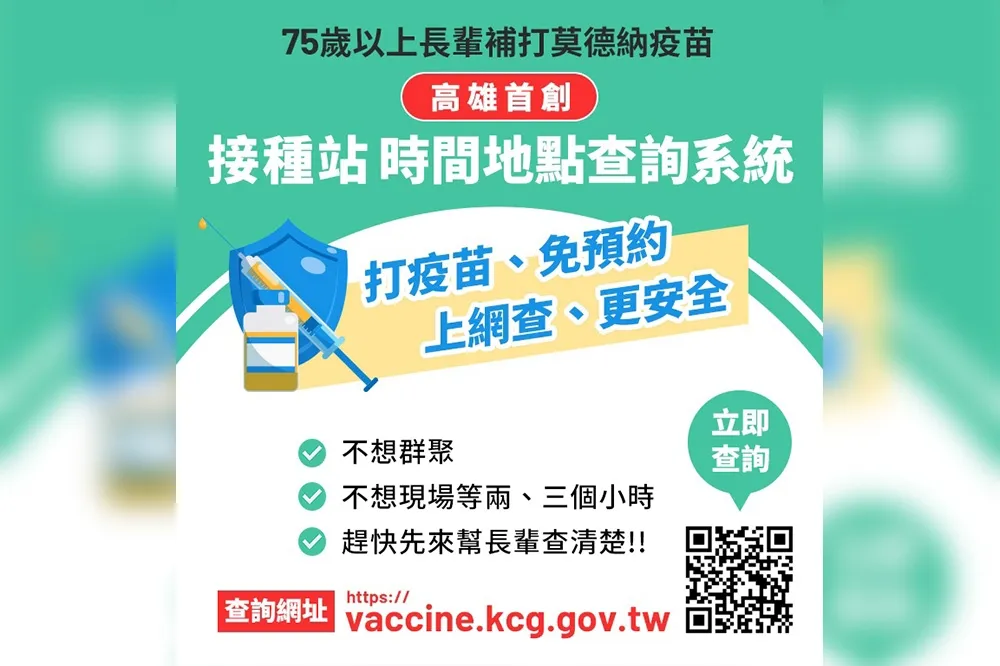 高雄莫德納補打免預約　史哲籲長輩指定時地施打