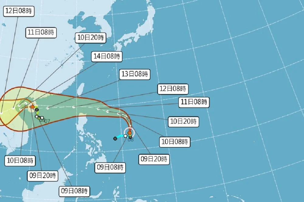 國慶連假GG了！圓規進逼明晚恐發海警　雙颱共伴下周一、二雨狂炸