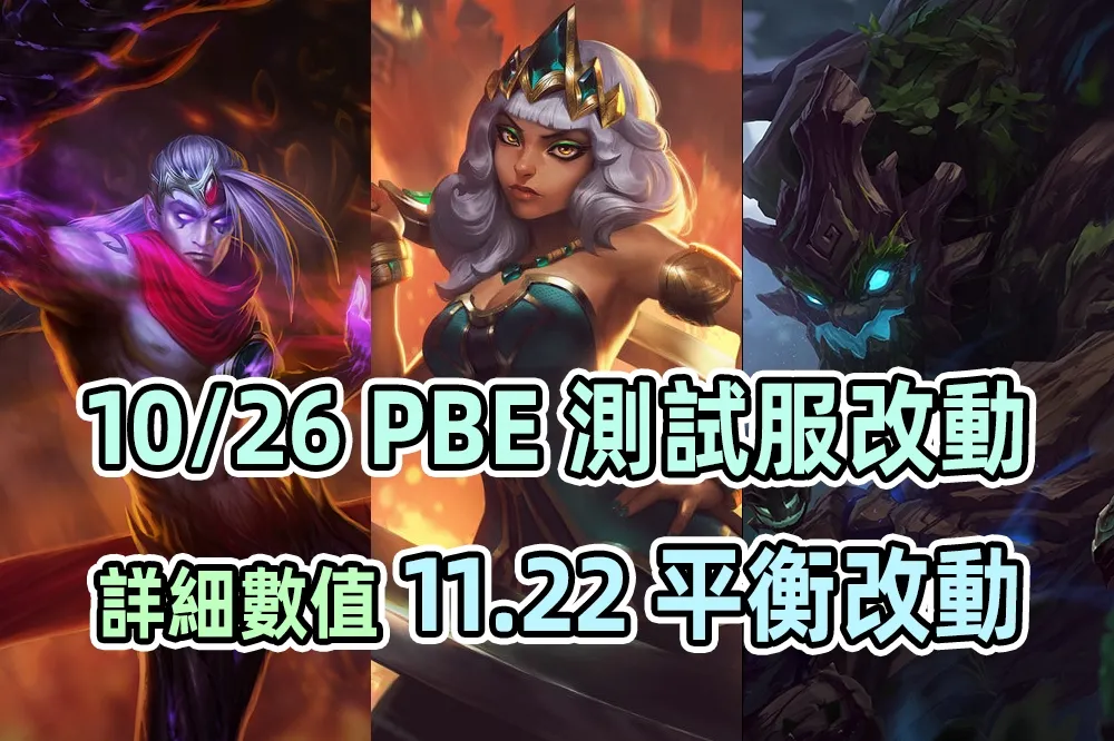 【英雄聯盟】10/26 PBE 測試服改動：11.22 完整詳細改動內容！