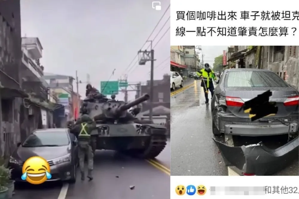 【凸槌片】網傳宜蘭M60A3坦克撞爛路邊車　陸軍證實是演訓意外