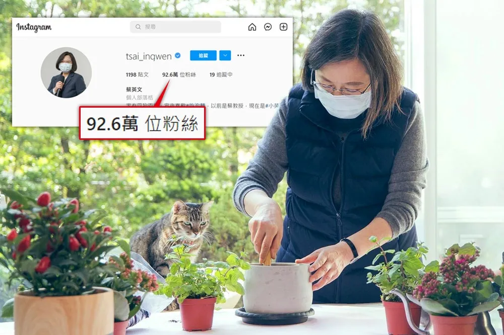 辣台妹制霸IG！蔡英文追蹤數反超柯文哲　PO《時代革命》吸10萬讚破紀錄