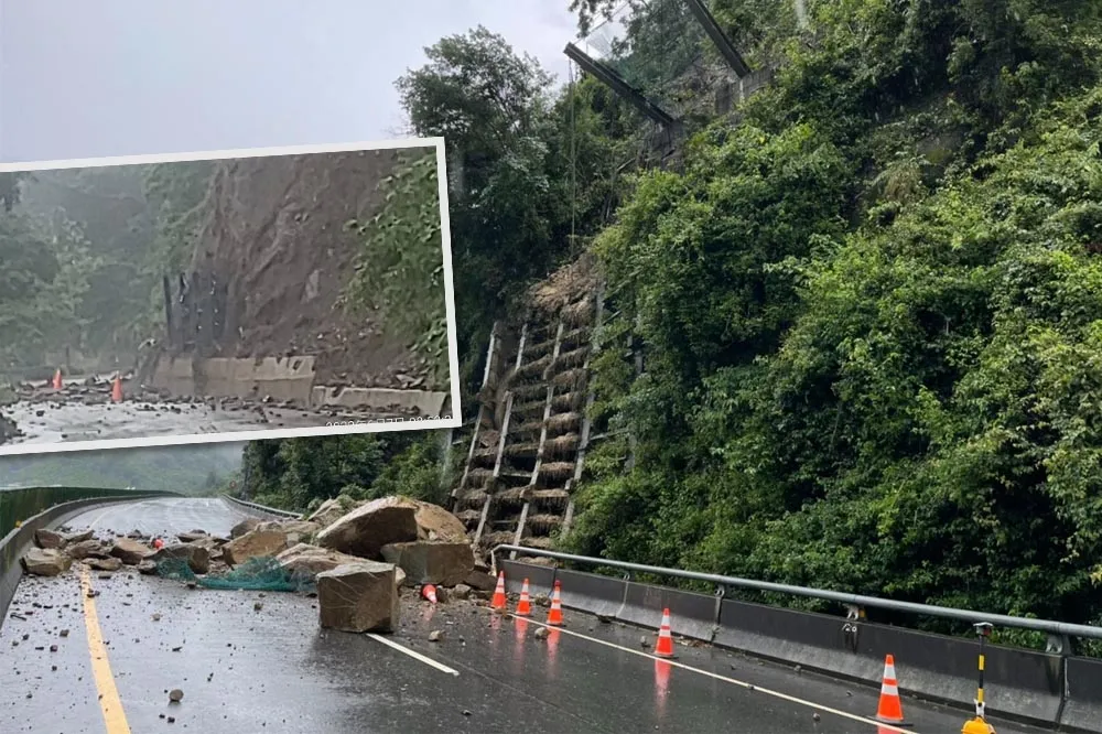 暴雨狂下！苗栗台72線巨石砸落　多處道路土石坍方