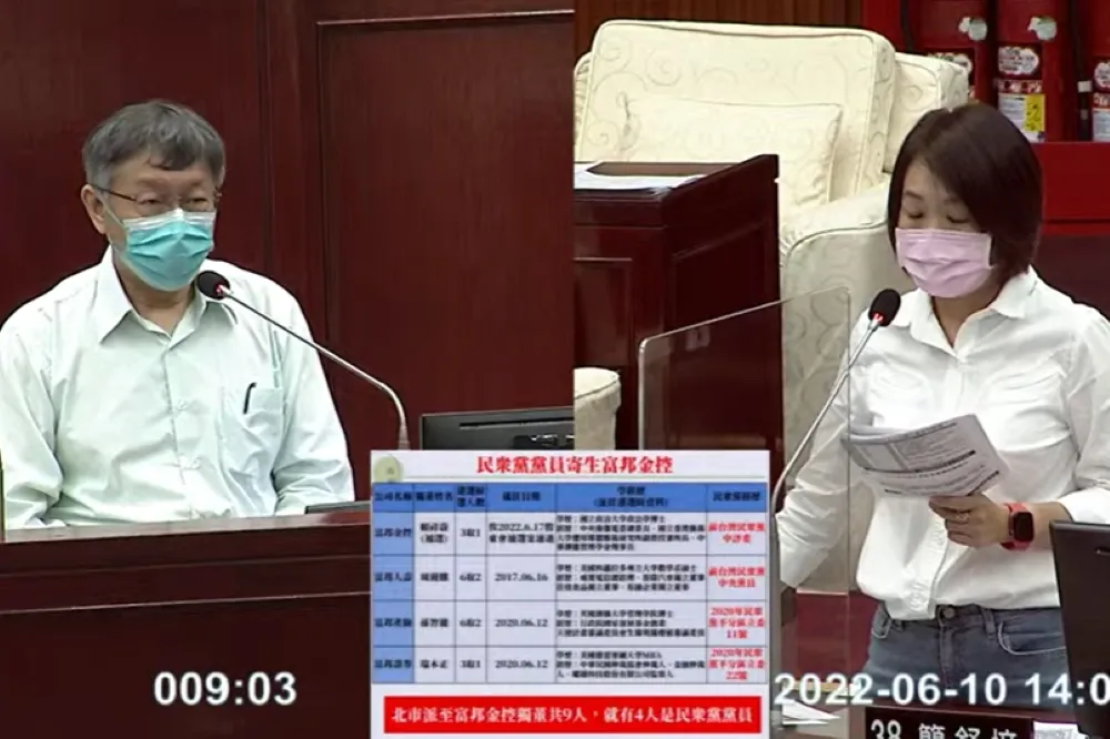 簡舒培轟4名民眾黨員寄生富邦金　柯文哲嗆：怎不提張景森、陳景峻這些人