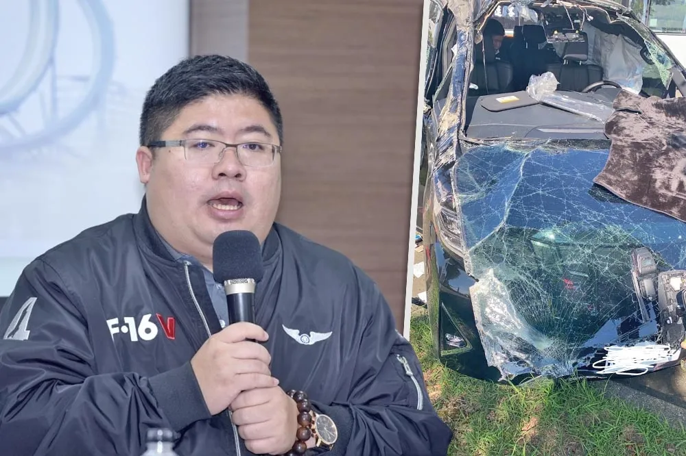 立委蔡易餘車禍撞爛畫面曝光　感嘆：人生走馬燈走三圈