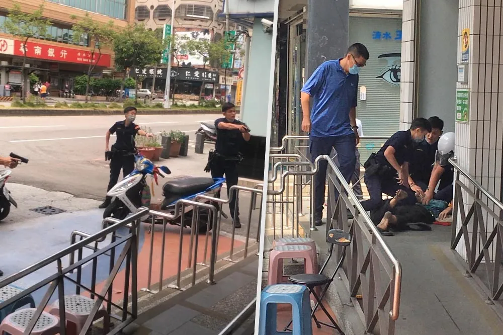 台中男郵局揮刀3警掏槍對峙　恐怖！嫌犯被制伏後竟搜出7把刀
