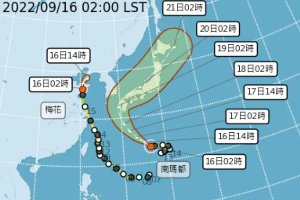 漂向北方！「南瑪都」增強成中颱直撲日本　低壓帶環流影響明起有雨