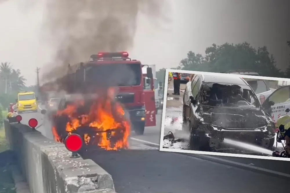 虧雞福來爹競選車國道燒起來　林義豐自嘲苦笑：太虧雞了