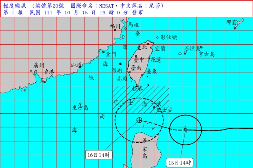 輕度颱風「尼莎」生成！海警發布　北北基防大豪雨