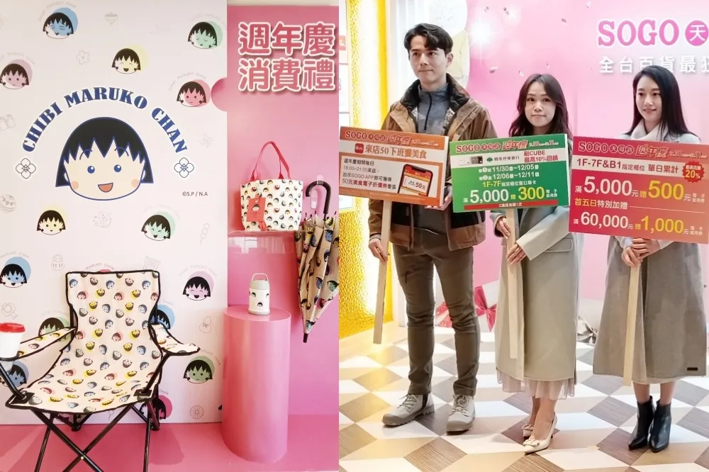 【有片】SOGO 天母店週年慶！獨家 4 波「櫻桃小丸子消費禮」搶先看　化妝品優惠組最低折扣 4.2 折