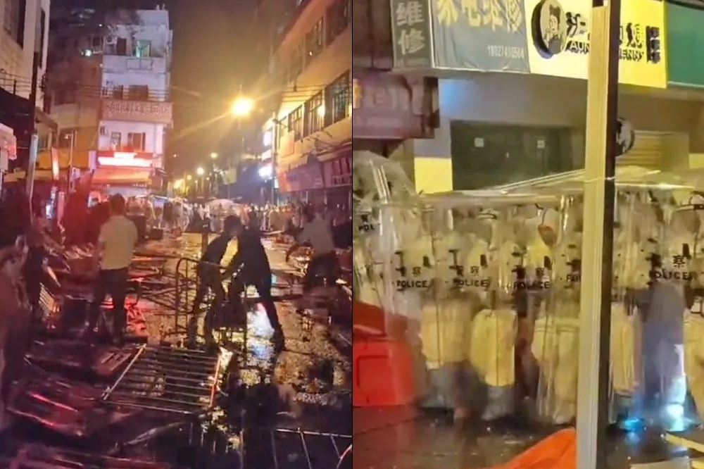 【抗爭片】廣州爆發激烈衝突　鎮暴警察以催淚彈驅離示威民眾