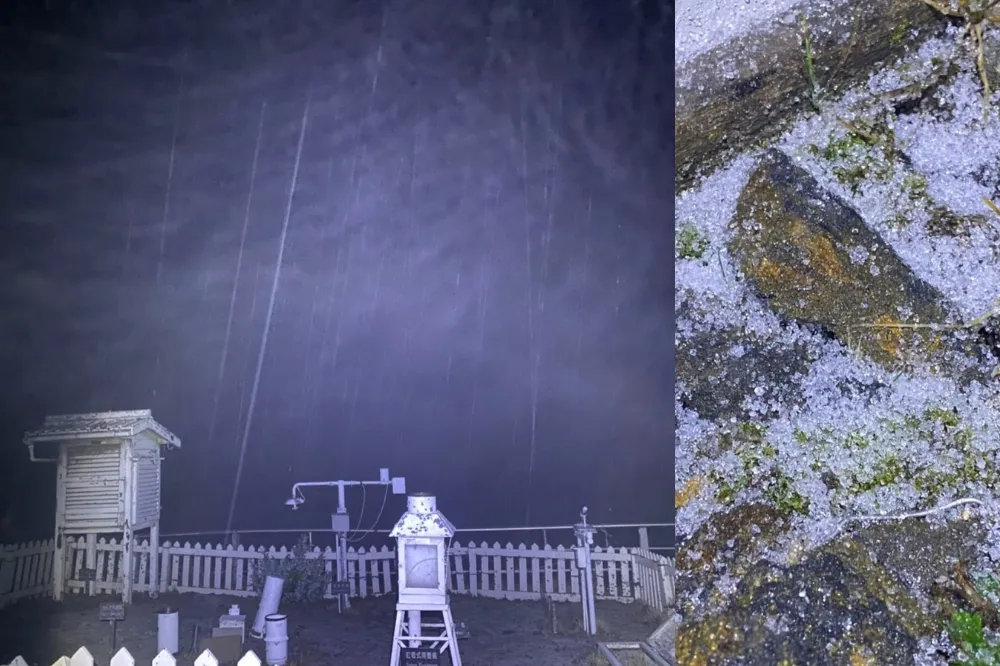 【濕冷片】寒流發威！玉山氣溫接近０℃　出現「雨夾冰霰」奇景