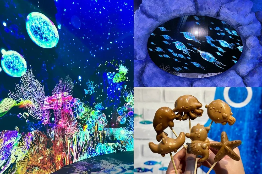 【有片】日本光之影海洋展夢幻登台！台灣專屬 3 大展區絕美曝光　還有限定雞蛋糕