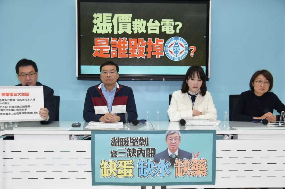 國民黨團不滿中央調漲電費救台電　籲蔡政府檢討錯誤的能源政策