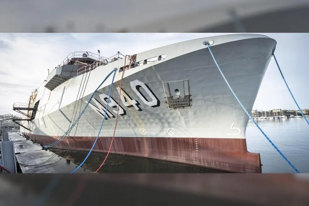 【有片】荷比兩國聯合功能獵（掃）雷艦計畫　首艦「奧斯坦德號」下水