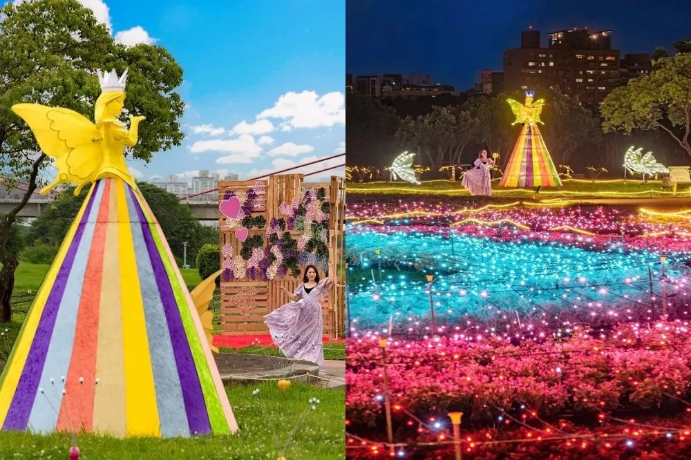 2023 新北河濱蝶戀季絕美造景搶先看！蝴蝶女神＋繽紛花海亮相　夜晚光雕超夢幻