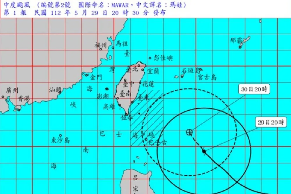 【快訊】中颱「瑪娃」氣象局發布海警　周三、周四最近台灣