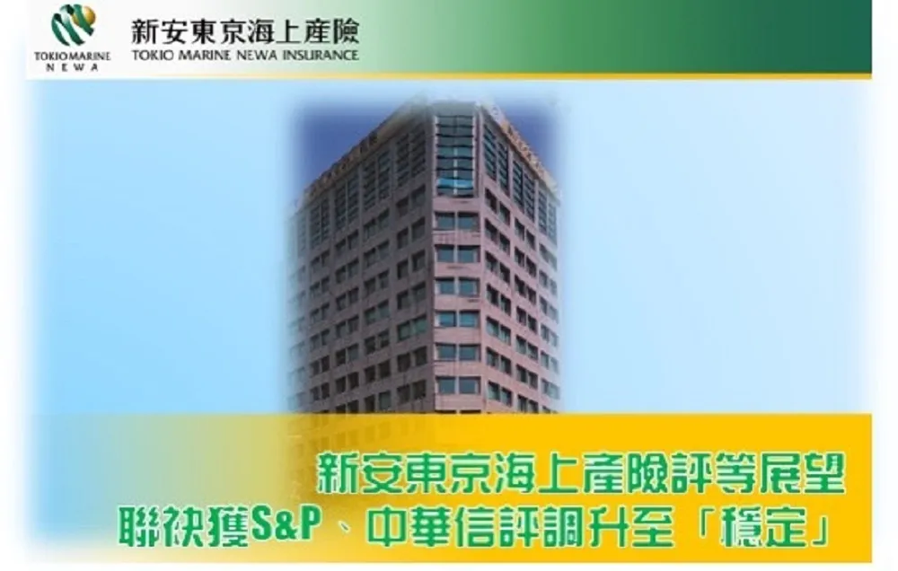 新安東京海上產險評等展望　聯袂獲S &amp; P、中華信評調升至「穩定」