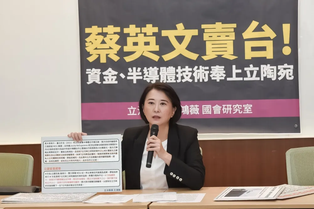 轟蔡英文大撒幣「類無償」提供立陶宛半導體技術　王鴻薇：凱子外交喪權辱國