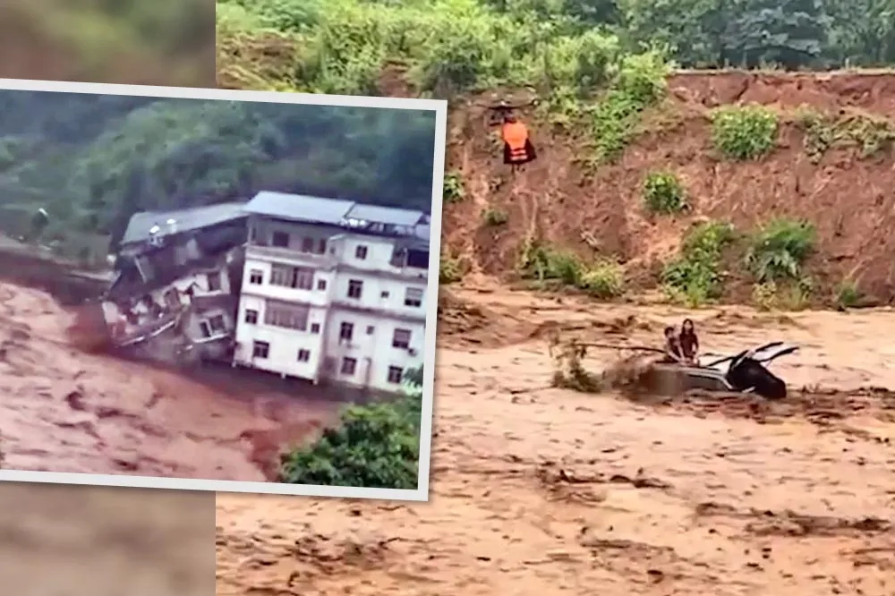 【驚悚片】中國多地暴雨成災　房屋整棟被沖垮、逾15人喪生