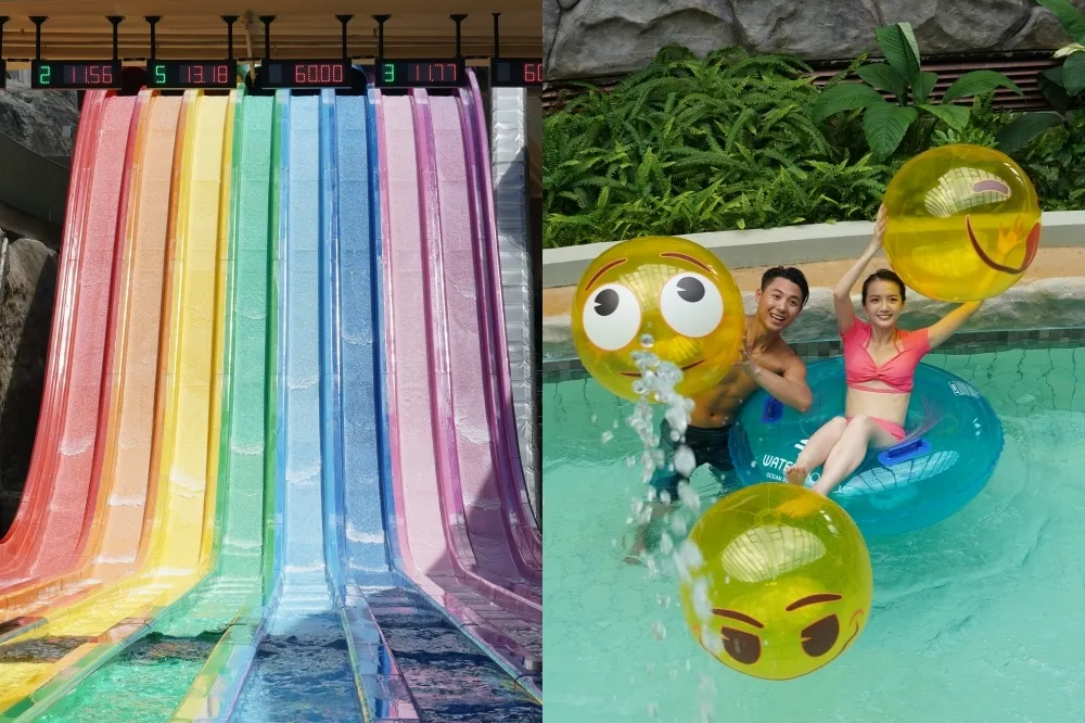香港海洋公園水上樂園開箱！17 米自由落體滑水道超刺激、八彩天梯繽紛必拍
