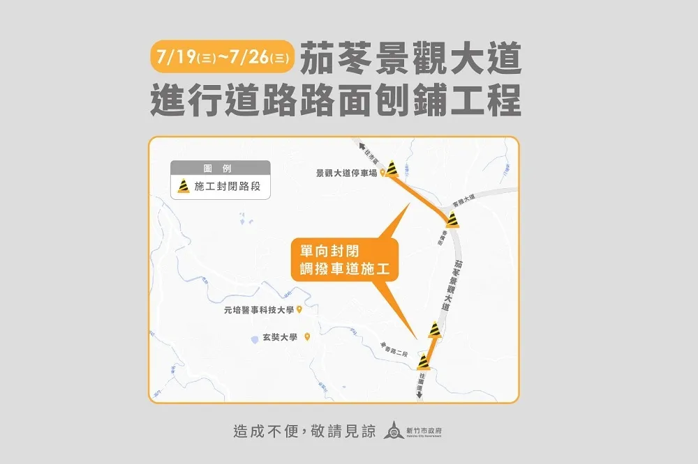 提升用路安全！ 竹市茄苳景觀大道周邊4大路口改善完成 即起至7/26路面刨鋪