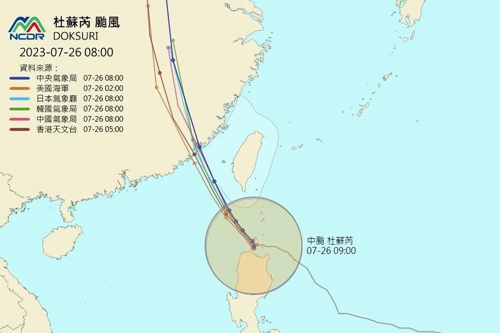 中颱杜蘇芮最新路徑曝光　2縣市發布大豪雨特報、東海岸「一整片紅色」