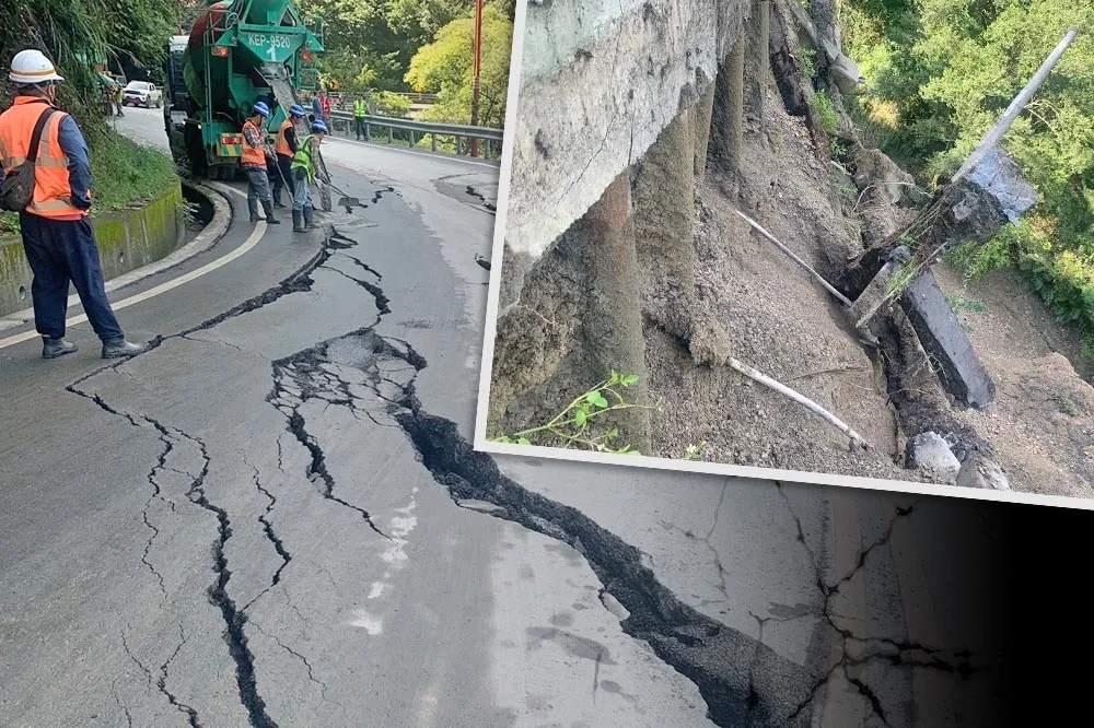 南投遭豪雨重創　台14線路面「超大裂痕」再度坍塌中斷
