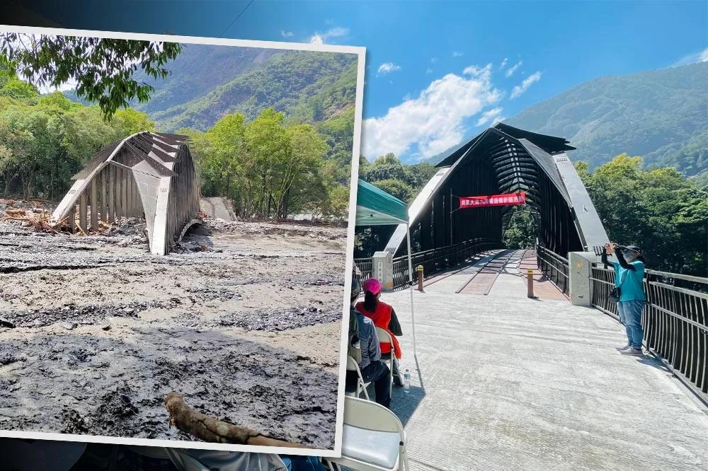 奧萬大清水溪橋遭「土石流衝擊」現況曝光　搜救隊架「橫渡繩索」救援廬山溫泉