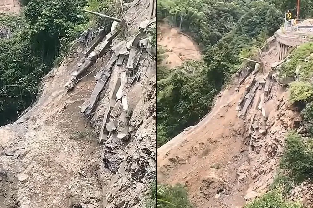 【驚嚇片】南投埔霧公路第3度中斷　台14線忠勇橋坍塌驚人畫面曝光
