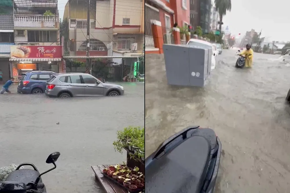 【泡水片】高雄遭暴雨襲擊「馬路成小河」　網友酸陳建仁：不是說超前部署？