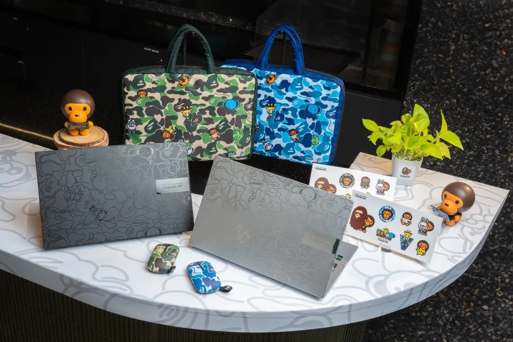 【有片】買就送公仔！華碩 ╳ BAPE 重磅聯名推出「ASUS Vivobook S 15 OLED BAPE 限定版」筆電及周邊