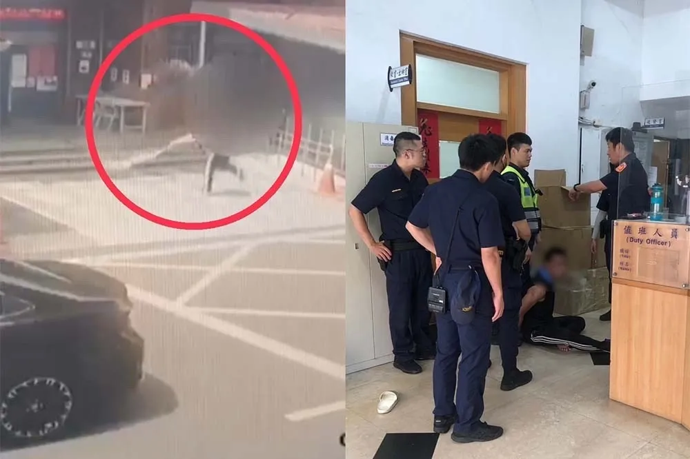 男不滿警方受理家暴「沒替他著想」　 衝警局潑灑汽油揚言縱火被逮