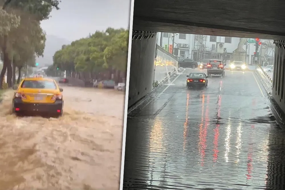 雨炸雙北！北市至善路泥流滾滾　新北板橋水淹小腿肚、二重疏洪道關閉