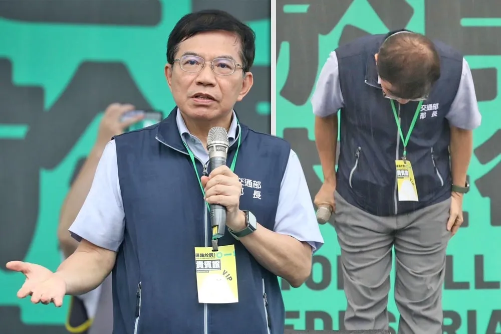 【還路於民大遊行】交通部長王國材遭民眾狂噓「下台」　當場鞠躬道歉