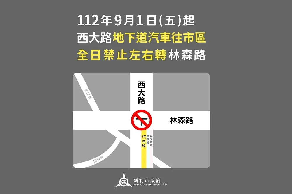 試辦成效良好！「車流紓解率」大幅提升 9/1起西大路地下道全日汽車禁止左右轉林森路