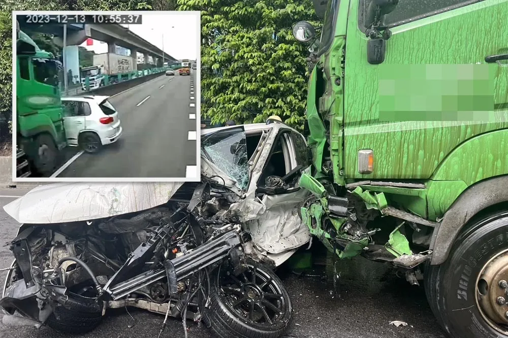 【鬼切片】女駕駛國道一號槽化線「迅速左切」　2大車躲避不及撞上釀1死