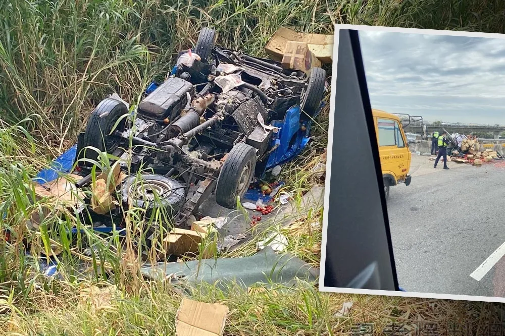 【快訊】台76線小貨車衝出高架墜落逾10公尺　車體變形、車上2慘死