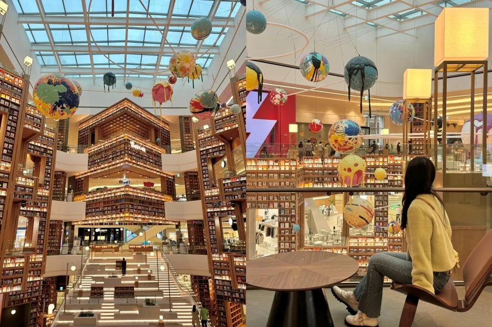 【有片】韓國新景點「水原星空圖書館」拍照攻略！四層樓挑高書櫃搭星球裝飾超唯美