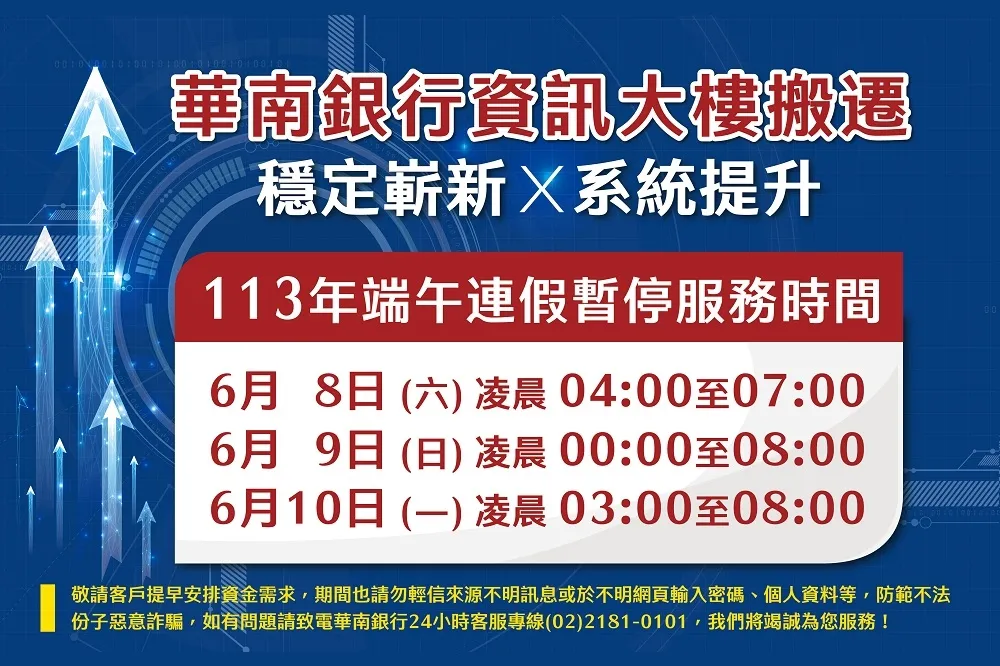 華南銀行資訊大樓搬遷　端午連假凌晨暫停服務
