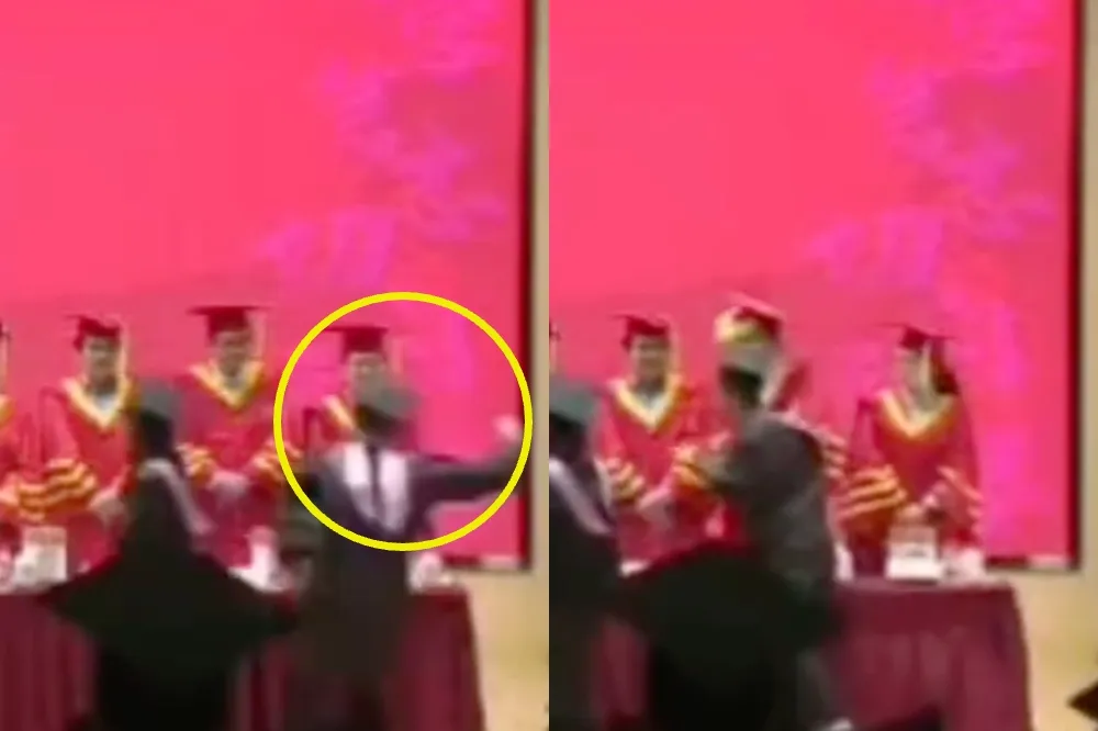 中國復旦大學畢典意外！台籍學生爆氣痛毆教授　曾比中指嗆聲：混蛋大學