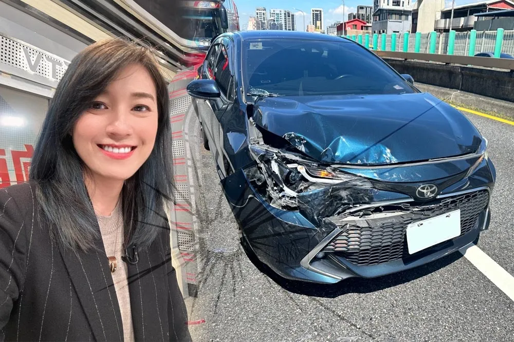 台北市議員顏若芳驚傳車禍　高架橋上遭遊覽車追撞車全毀