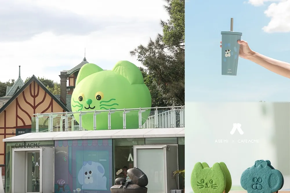 巨型喵喵登陸 CAFE ACME 北美館店！與插畫家「A EE MI」聯名打造限定餐點與周邊　療癒冰淇淋必吃