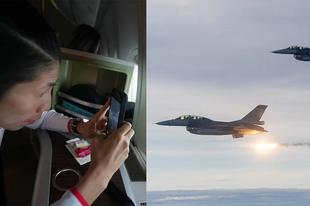 【巴黎奧運】英雄歸國F-16V伴飛+施放熱焰彈　林郁婷、楊俊瀚、鄭怡靜興奮狂拍