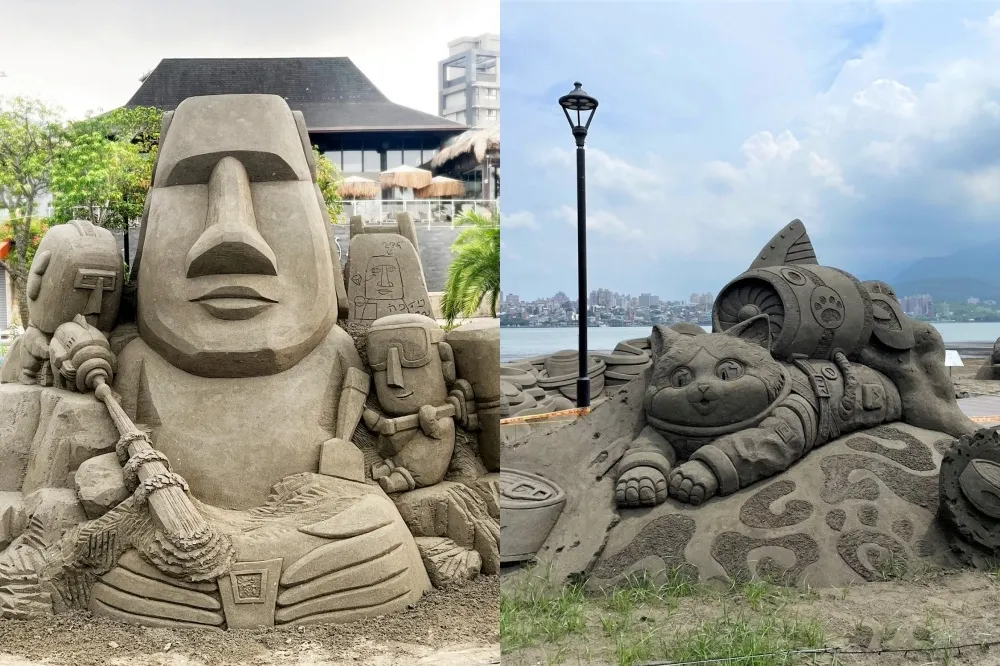 2024 八里沙雕展免費拍！3 大宇宙展區、17 座沙雕展至 10 月　太空喵喵、摩艾現身
