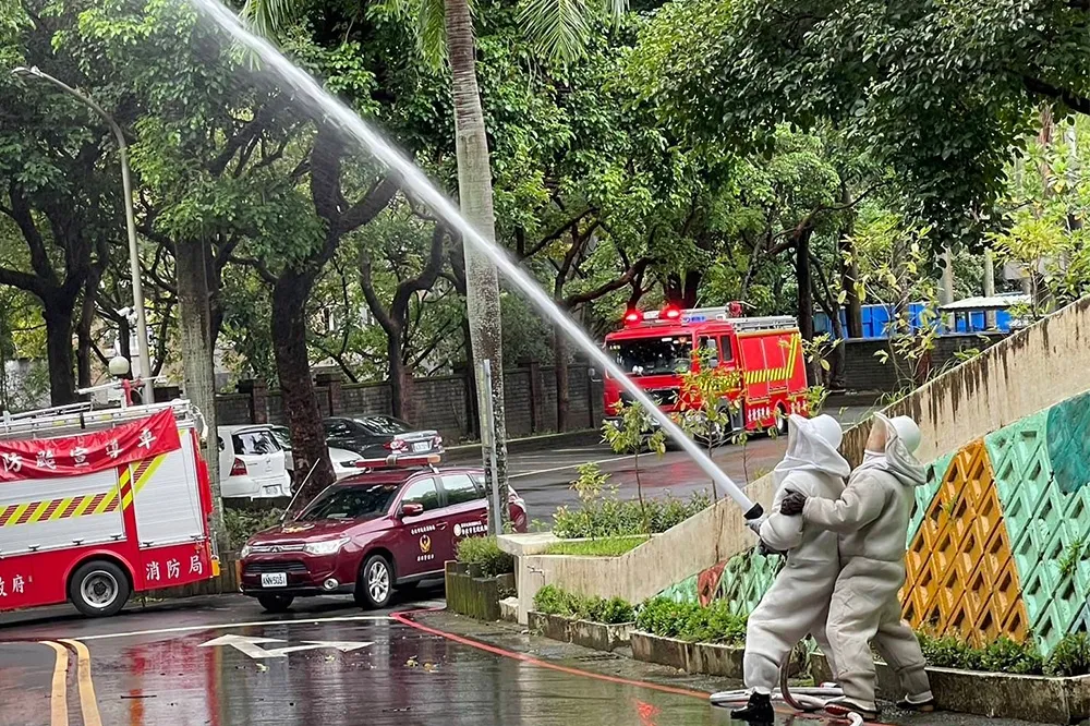 7名警專生晨運遭虎頭蜂群襲擊　消防員射水擊落樹上蜂巢