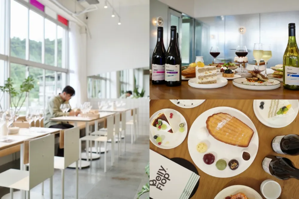 【新店餐廳】新開幕景觀咖啡廳「Bellyflopp Café」！吃俄羅斯牛肉飯、巨無霸瑪德蓮配「WUVAVA」脫醇葡萄酒