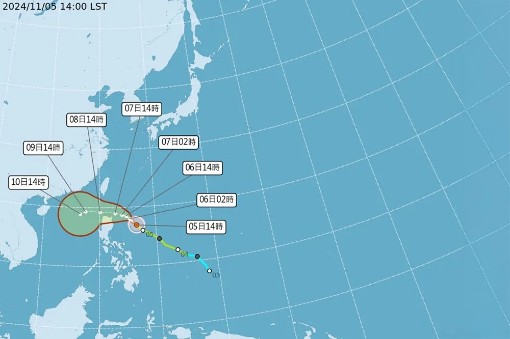 銀杏周四到周五距台灣最近　外圍環流影響「周末雨區擴大」